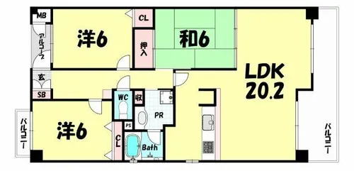 ダイアパレス三宮エスタシオ【401号室】の間取り