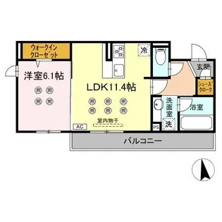 LAZO行橋【203号室】の間取り