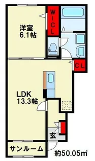 プランタンコートⅥ【102号室】の間取り