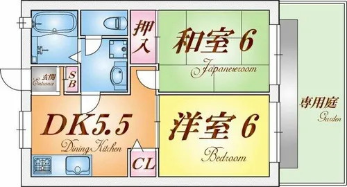 ビーラインミフネ1号館【1階】の間取り