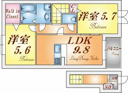 ウエストヒルズ西六甲【2階】の間取り