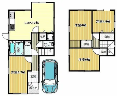 大阪府柏原市旭ケ丘3丁目【一戸建】の間取り