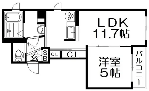 シオン 枚方【102号室】の間取り
