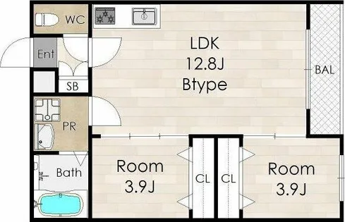 2LDKの間取り画像