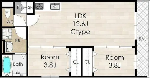 2LDKの間取り画像