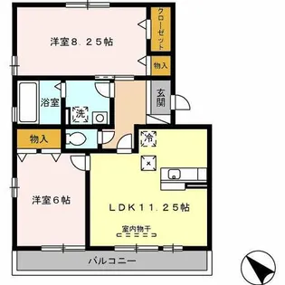 ラ フルール B棟【102号室】の間取り