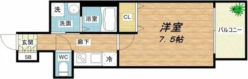 プレサンス堺筋本町駅前【13階】の間取り