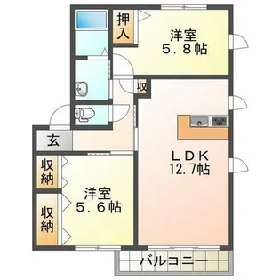 ディアス潤和【2階】の間取り
