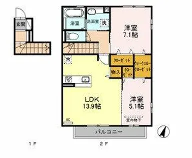 くみの木ヒルズⅠ【2階】の間取り