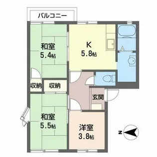 コスモハイツⅠ【0201号室】の間取り