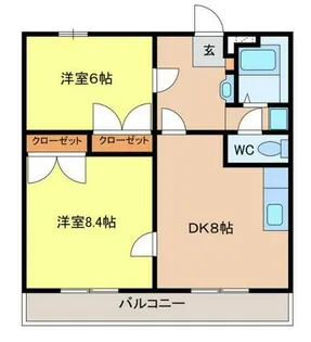 コンパスローズ白浜【302号室】の間取り