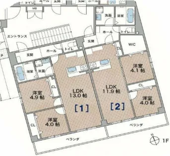 アルカンシェルコート緑橋【2階】の間取り