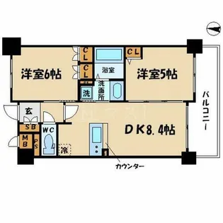 エステムプラザ大手前エヴァース【13階】の間取り