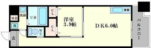 ドゥスプランドゥール【6階】の間取り