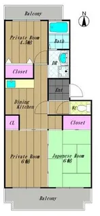 ヴィラ仲谷向陽台【203号室】の間取り