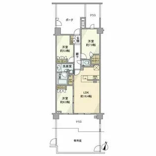 プラウド星ヶ丘【1階】の間取り
