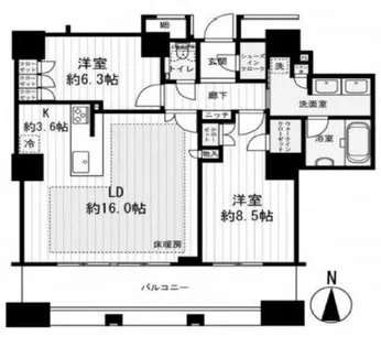 ブランズタワー南堀江【3405号室】の間取り
