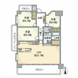 ソレーユベルテ東徳川【5階】の間取り