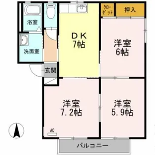 グレイス B棟【101号室】の間取り