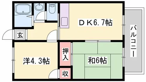 ノーブル御立【2-C号室】の間取り