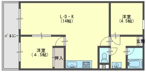 カルム魚住【502号室】の間取り