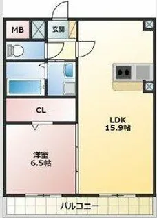 1LDKの間取り画像