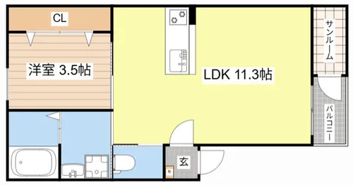 LAPIS i Ⅱ【102号室】の間取り