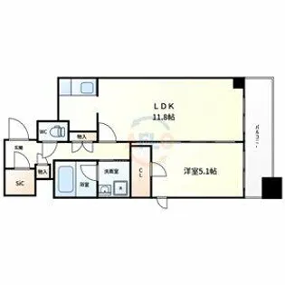 カスタリア堺筋本町【15階】の間取り