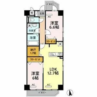 ハピネス車道【7階】の間取り