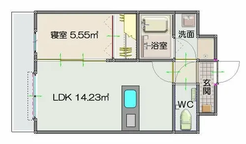 パステルカーラ美野島【402号室】の間取り
