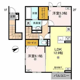 メゾンソレイユ【2階】の間取り