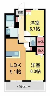 コモド西宮【1002号室】の間取り