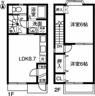 愛知県豊田市鴛鴨町中屋敷【テラスハウス】の間取り