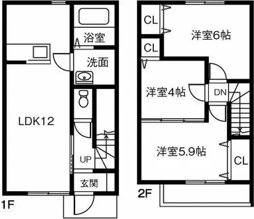 愛知県西尾市上矢田町北野【テラスハウス】の間取り