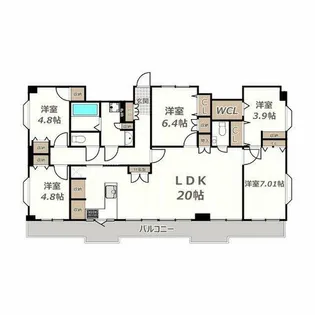 グランデカワノ烏ヶ辻【701号室】の間取り