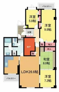 白鷹松下町マンション【409号室】の間取り