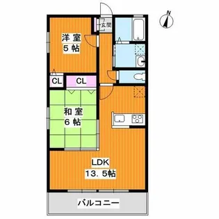 クレール甲東【201号室】の間取り