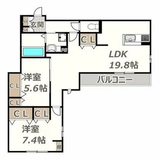GRACA【203号室】の間取り