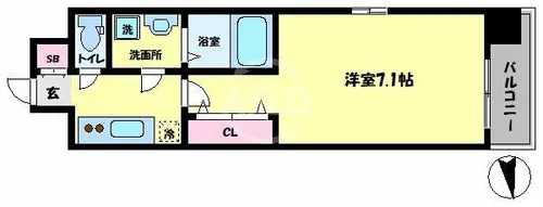 ワールドアイ難波南PORTA【7階】の間取り