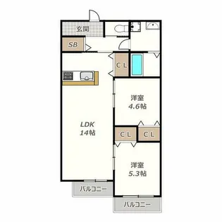 K1阪南町【203号室】の間取り