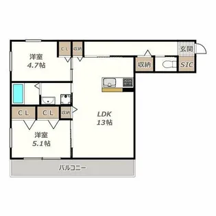 K1阪南町【305号室】の間取り