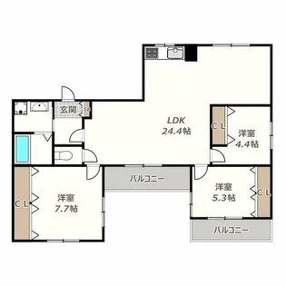 アパートメント松虫【3階】の間取り