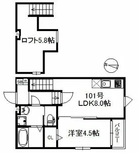 アイリスサンタ久留米【101号室】の間取り