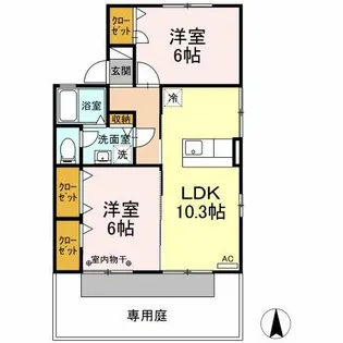 シルキーハウス B【1階】の間取り