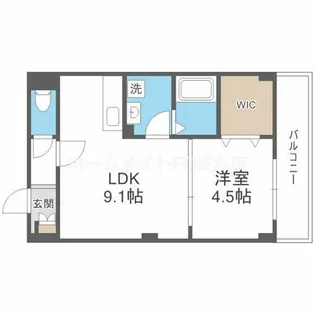 アルカンシェルコート緑橋【3階】の間取り