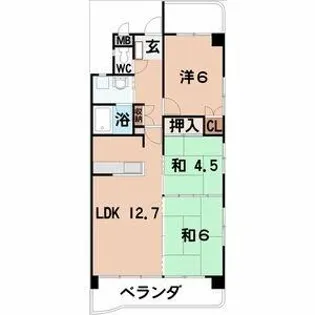 マンションリバーストーン【2階】の間取り