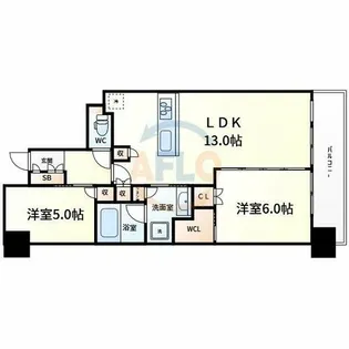 シティテラス京橋【13階】の間取り