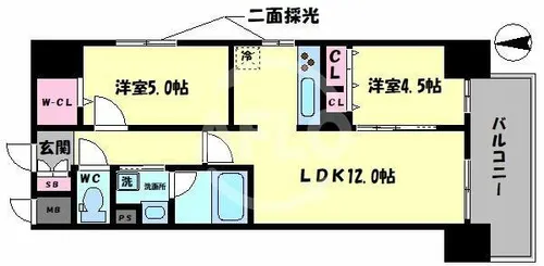 ルボワ天満橋【10階】の間取り