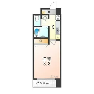 ハウスセゾン四条通【9階】の間取り