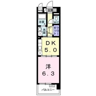 シカタ シャンブレットⅠ【5階】の間取り